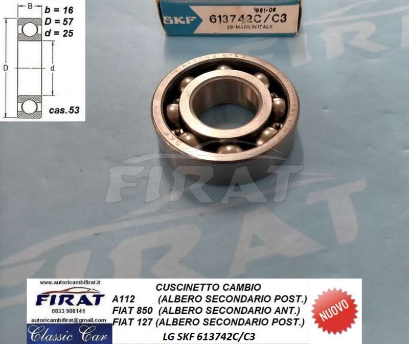 CUSCINETTO CAMBIO FIAT 127 - 850 - A112 (SKF 613742C/C3)